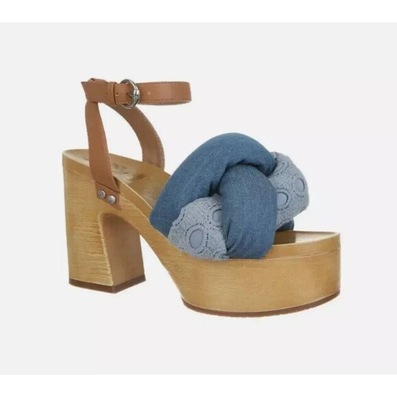 Sam & Libby Shoes - Sam & Libby Cassandra Sandal Indigo Wooden Platform Heel Womens Size 9.5 New
